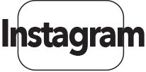 Black Instagram logo with the word Instagram in a stylized font, enclosed within a rounded square outline.