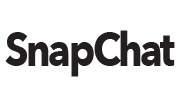 Black text logo that reads SnapChat in a stylized font on a white background.